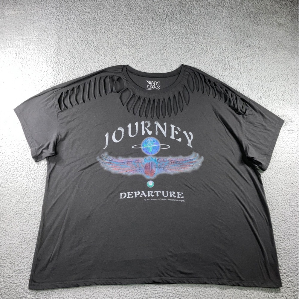 Journey Departure Shirt Womens Plus 3XL 4XL Cutout Slash Neck Oversized Band Tee